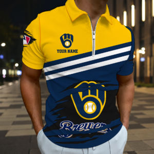 Limited Edition – Customized MLB Milwaukee Brewers Zip Polo Shirt