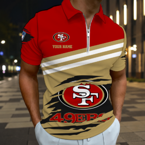 Limited Edition – Customized NFL San Francisco 49Ers Zip Polo Shirt