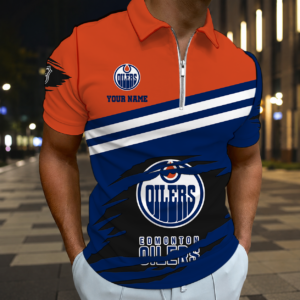 Limited Edition – Customized NHL Edmonton Oilers Zip Polo Shirt