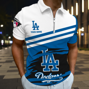 Limited Edition – Customized MLB Los Angeles Dodgers Zip Polo Shirt