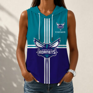 Limited Edition – Customized NBA Charlotte Hornets Women’s Sleeveless Hooded Pocket Tank Top