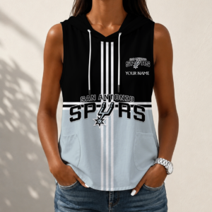 Limited Edition – Customized NBA San Antonio Spurs Women’s Sleeveless Hooded Pocket Tank Top