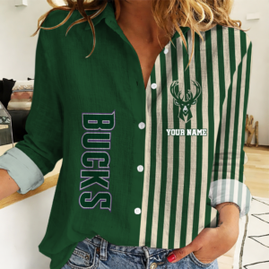 Limited Edition – Customized NBA Milwaukee Bucks Women Casual Shirt