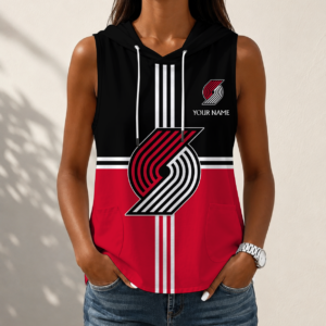 Limited Edition – Customized NBA Portland Trail Blazers Women’s Sleeveless Hooded Pocket Tank Top