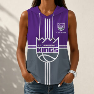 Limited Edition – Customized NBA Sacramento Kings Women’s Sleeveless Hooded Pocket Tank Top
