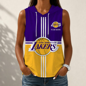 Limited Edition – Customized NBA Los Angeles Lakers Women’s Sleeveless Hooded Pocket Tank Top