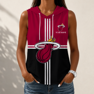 Limited Edition – Customized NBA Miami Heat Women’s Sleeveless Hooded Pocket Tank Top