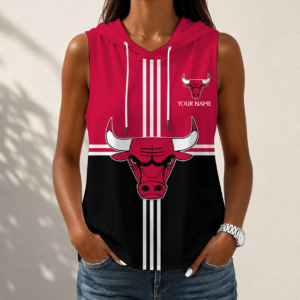 Limited Edition – Customized NBA Chicago Bulls Women’s Sleeveless Hooded Pocket Tank Top
