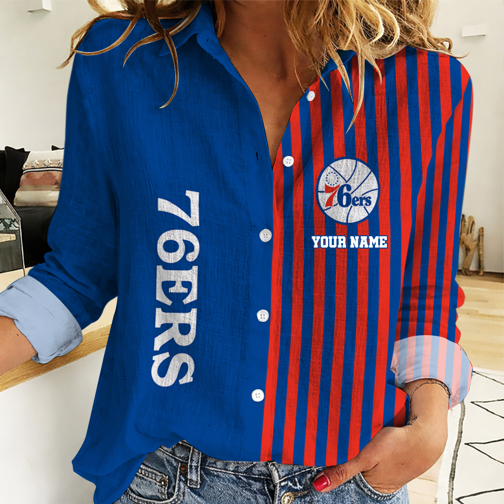 Limited Edition – Customized NBA Philadelphia 76Ers Women Casual Shirt