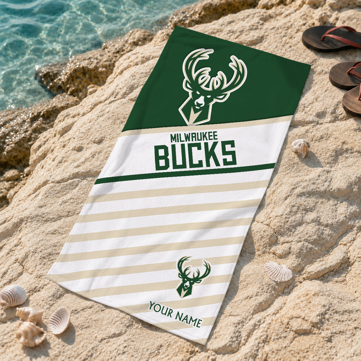 Limited Edition – Customized NBA Milwaukee Bucks Beach Towel For Fan