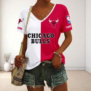 Limited Edition – Customized NBA Chicago Bulls V-Neck Female Shirt