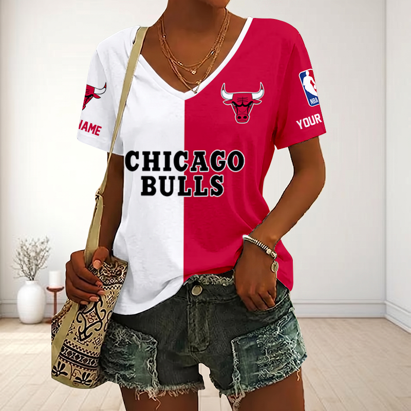 Limited Edition – Customized NBA Chicago Bulls V-Neck Female Shirt