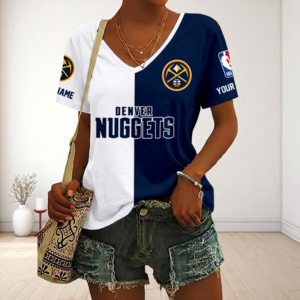Limited Edition – Customized NBA Denver Nuggets V-Neck Female Shirt