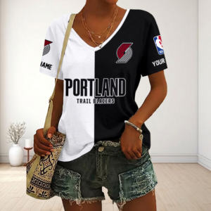 Limited Edition – Customized NBA Portland Trail Blazers V-Neck Female Shirt