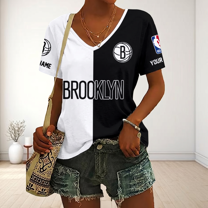 Limited Edition – Customized NBA Brooklyn Nets V-Neck Female Shirt
