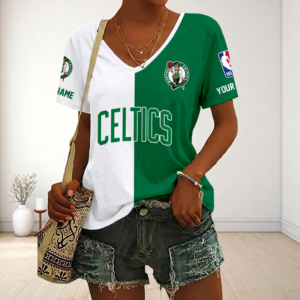 Limited Edition – Customized NBA Boston Celtics V-Neck Female Shirt