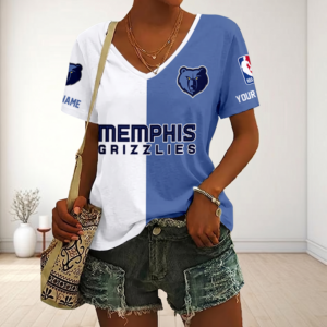 Limited Edition – Customized NBA Memphis Grizzlies V-Neck Female Shirt