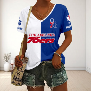 Limited Edition – Customized NBA Philadelphia 76Ers V-Neck Female Shirt