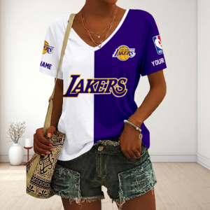 Limited Edition – Customized NBA Los Angeles Lakers V-Neck Female Shirt