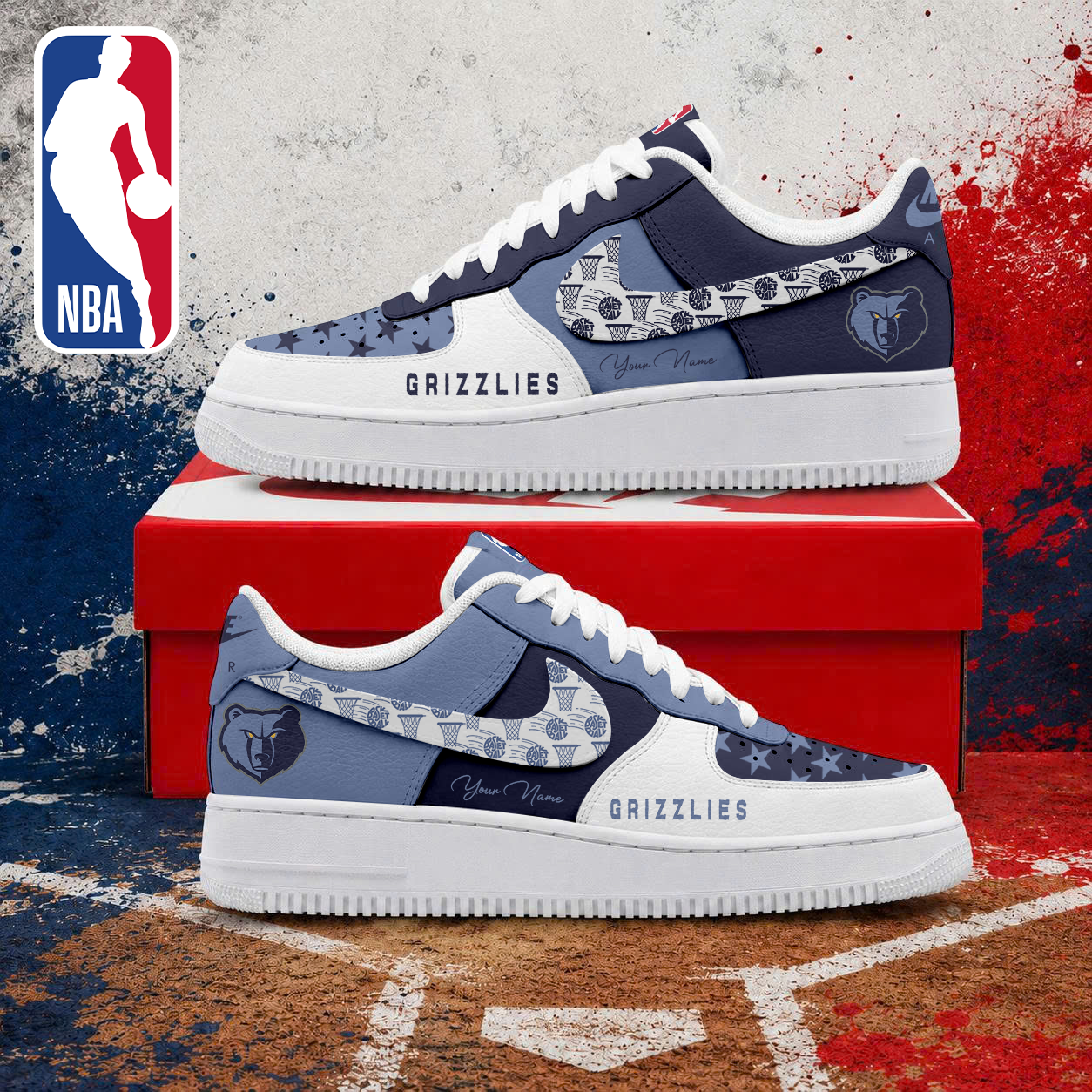 Limited Edition – Customized NBA Memphis Grizzlies Af1 Sneakers