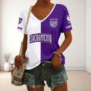Limited Edition – Customized NBA Sacramento Kings V-Neck Female Shirt