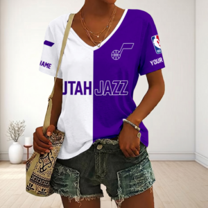 Limited Edition – Customized NBA Utah Jazz V-Neck Female Shirt