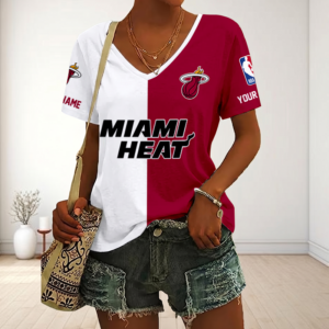 Limited Edition – Customized NBA Miami Heat V-Neck Female Shirt