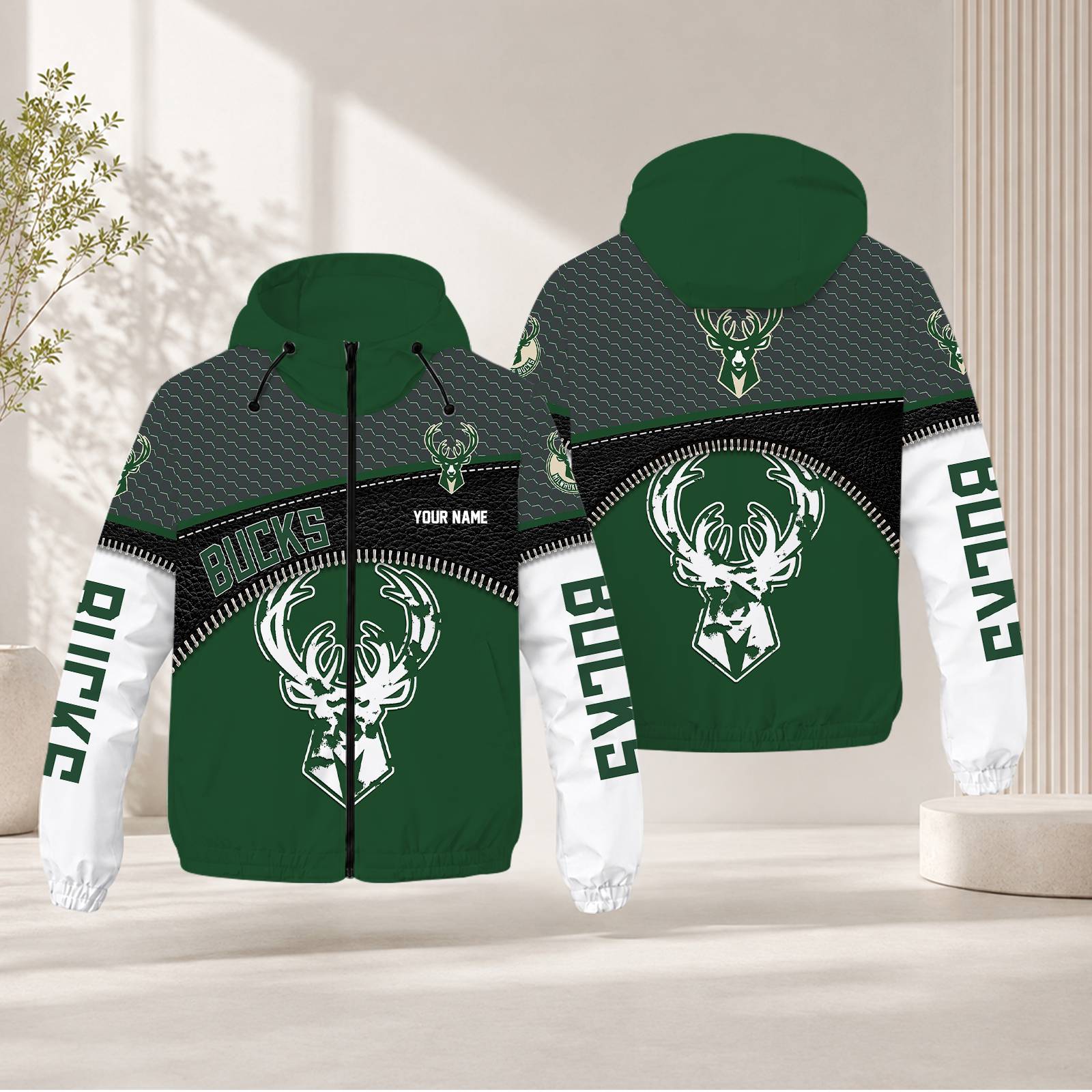 Limited Edition – Customized NBA Milwaukee Bucks Windbreaker Jacket