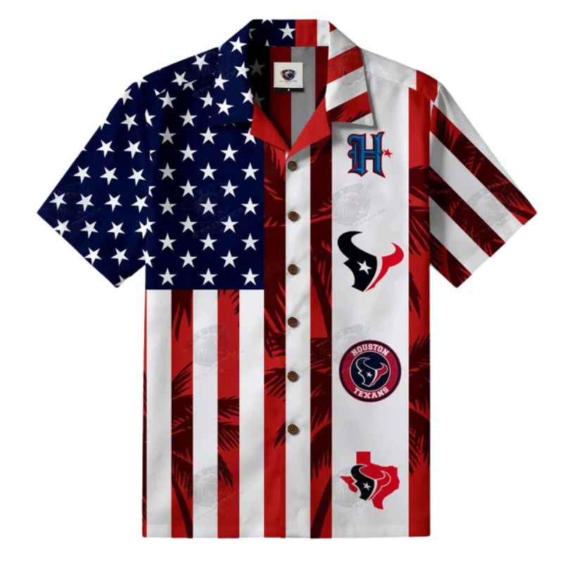 Limited Edition – Customized NFL Houston Texans Patriotic 250 Usa Hawaiian Shirt - Image 2