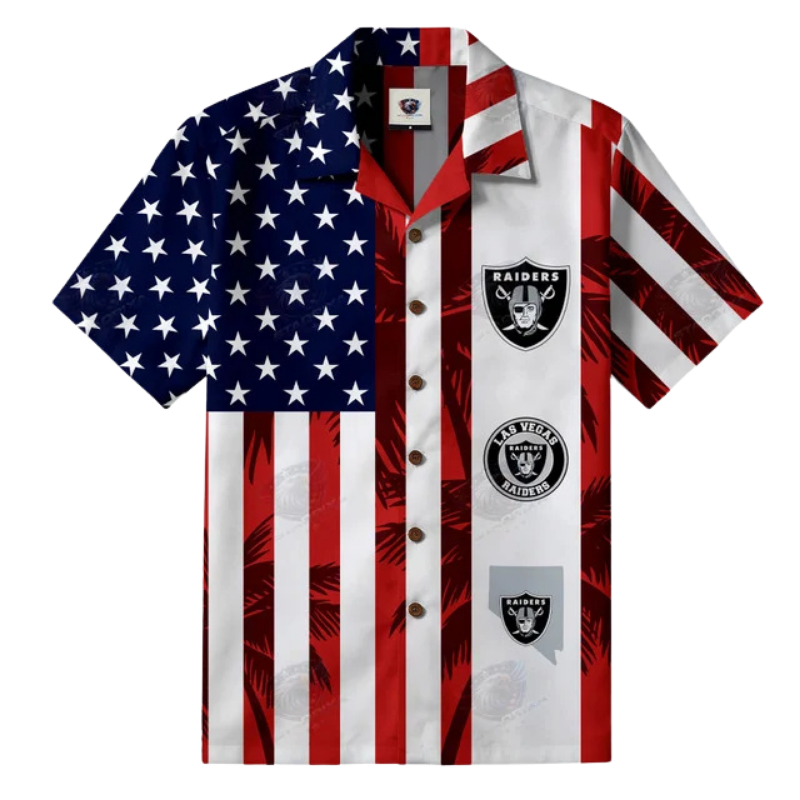 Limited Edition – Customized NFL Las Vegas Raiders Patriotic 250 Usa Hawaiian Shirt - Image 2