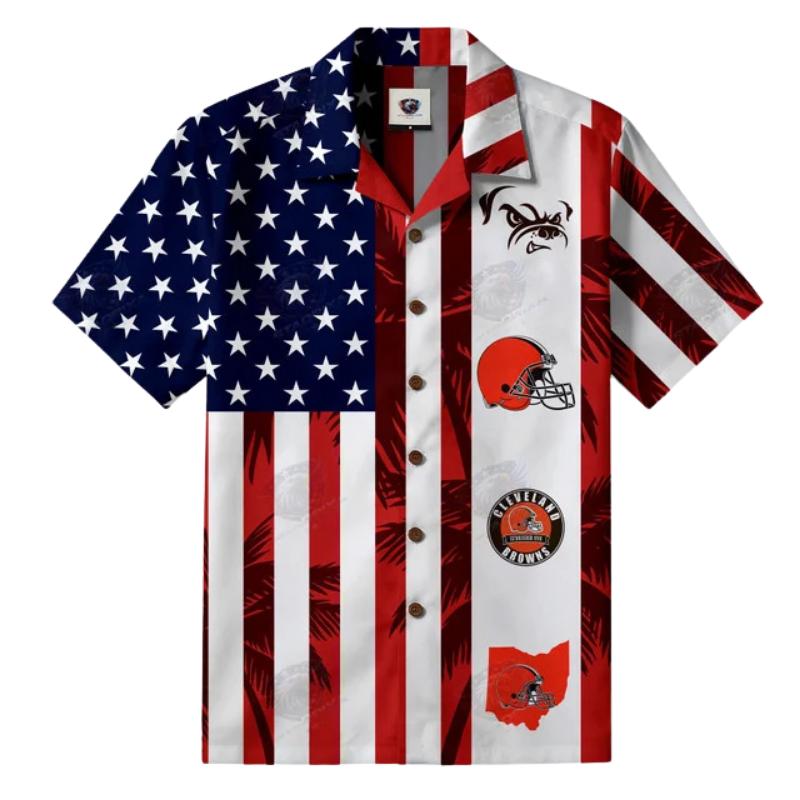 Limited Edition – Customized NFL Cleveland Browns Patriotic 250 Usa Hawaiian Shirt - Image 2