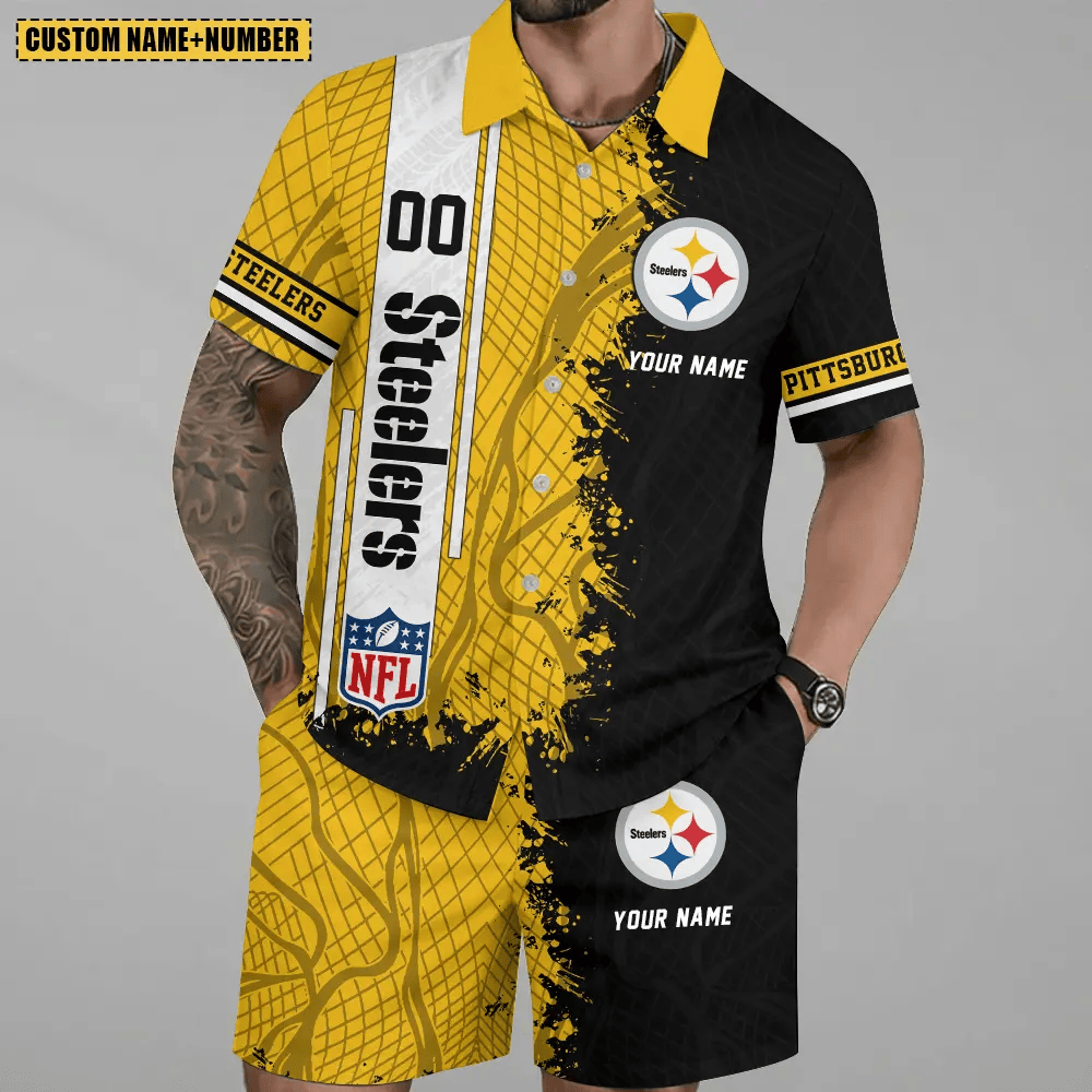Limited Run – Customized NFL Pittsburgh Steelers Unisex Hawaiian Shirt & Shorts Set