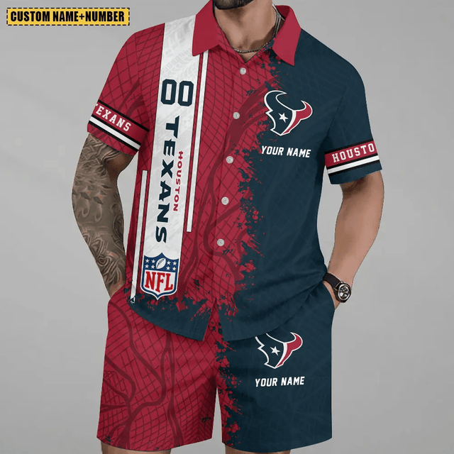 Limited Run – Customized NFL Houston Texans Unisex Hawaiian Shirt & Shorts Set