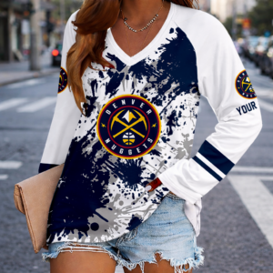 Limited Edition – Customized NBA Denver Nuggets Women’s V-Neck Long Sleeved Shirt