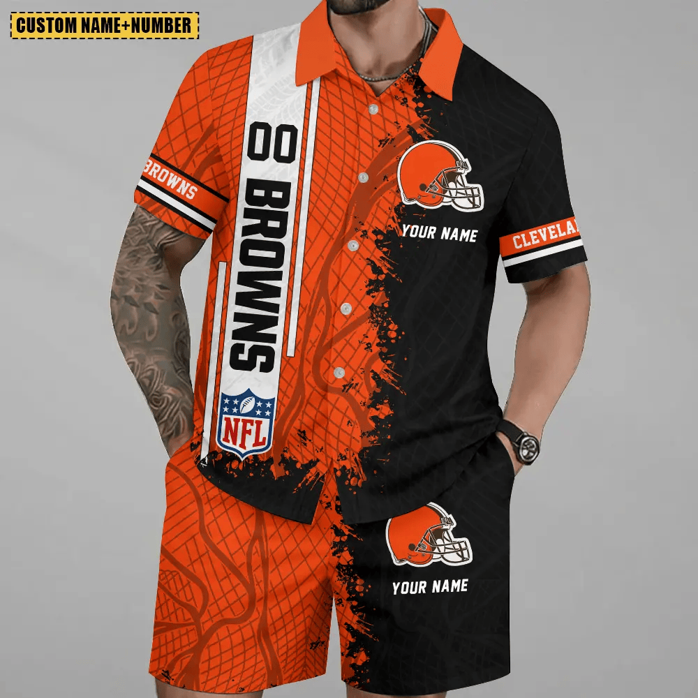 Limited Run – Customized NFL Cleveland Browns Unisex Hawaiian Shirt & Shorts Set