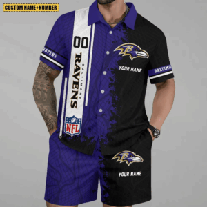 Limited Run – Customized NFL Baltimore Ravens Unisex Hawaiian Shirt & Shorts Set