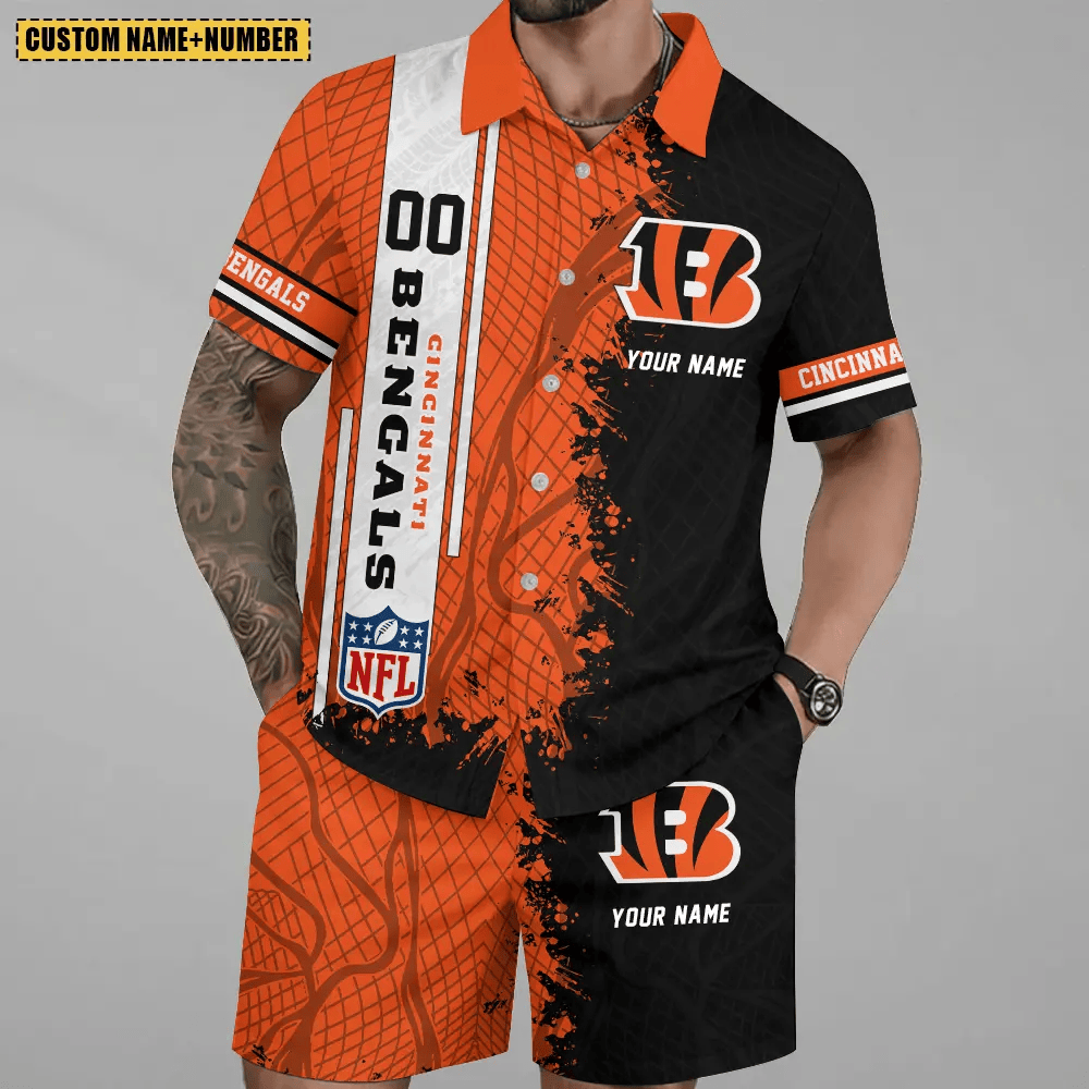 Limited Run – Customized NFL Cincinnati Bengals Unisex Hawaiian Shirt & Shorts Set