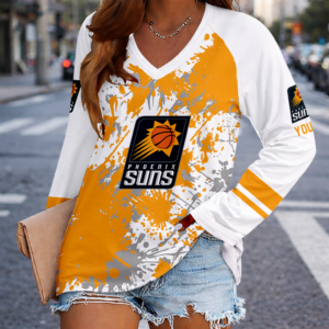 Limited Edition – Customized NBA Phoenix Suns Women’s V-Neck Long Sleeved Shirt
