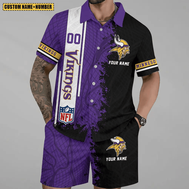 Limited Run – Customized NFL Minnesota Vikings Unisex Hawaiian Shirt & Shorts Set