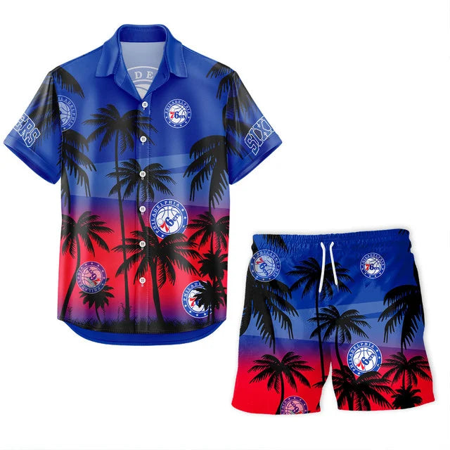 Limited Edition – Customized NBA Philadelphia 76Ers Unisex Hawaiian Shirt & Shorts Set - Image 2