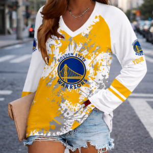 Limited Edition – Customized NBA Golden State Warriors Women’s V-Neck Long Sleeved Shirt