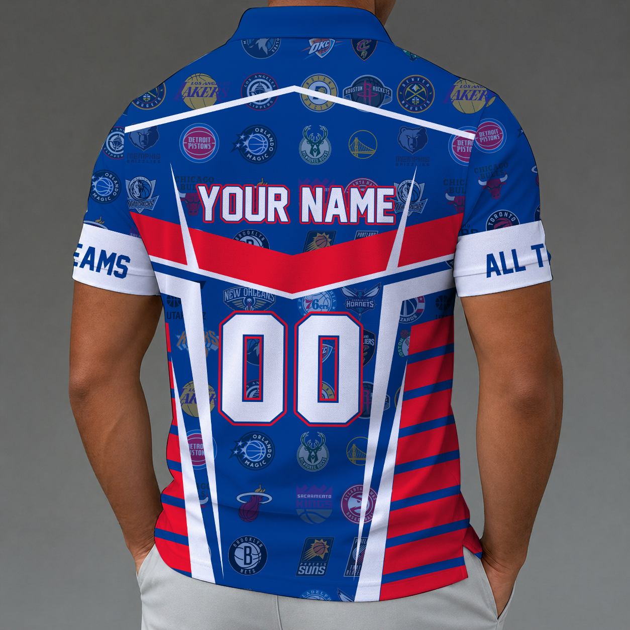 Limited Edition – Customized NBA All Teams Zip Polo Shirt - Image 2