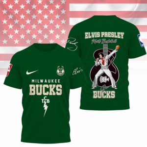 Limited Edition – Customized NBA Milwaukee Bucks x Elvis Presley T-Shirt