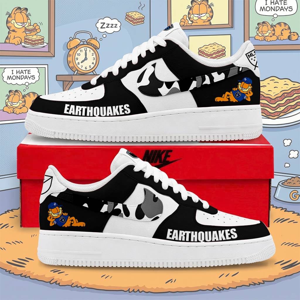 Limited Edition – Customized MLS San Jose Earthquakes x Garfield Af1 Sneakers - Image 2