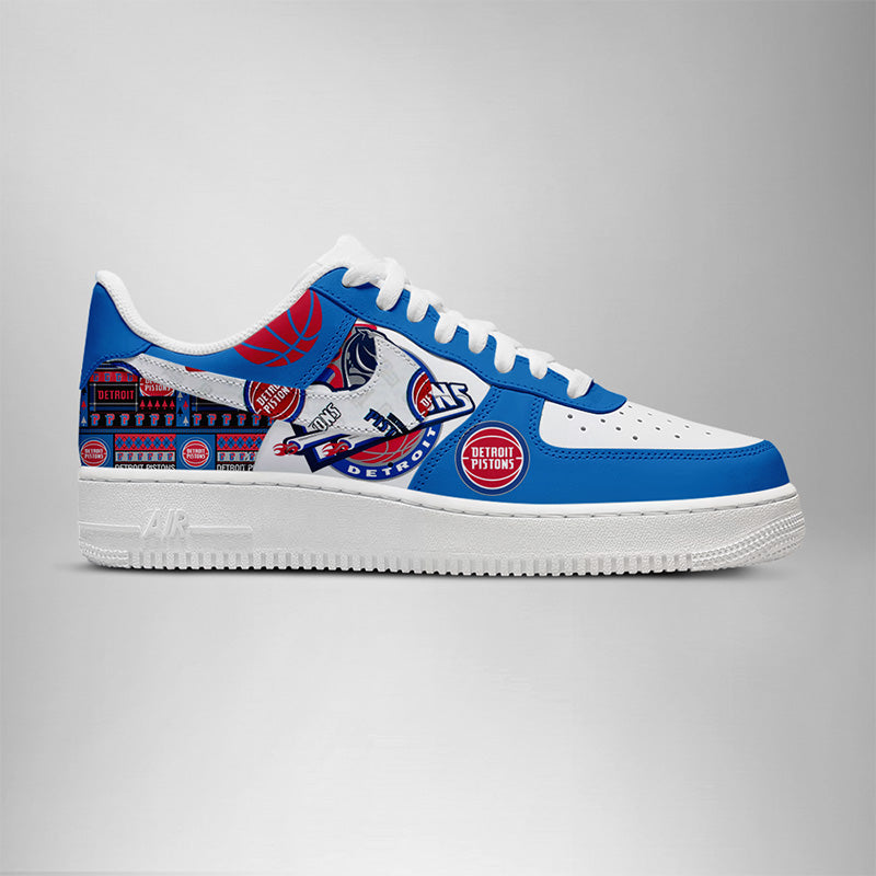 Limited Edition – Customized NBA Detroit Pistons Af1 Shoes - Image 2