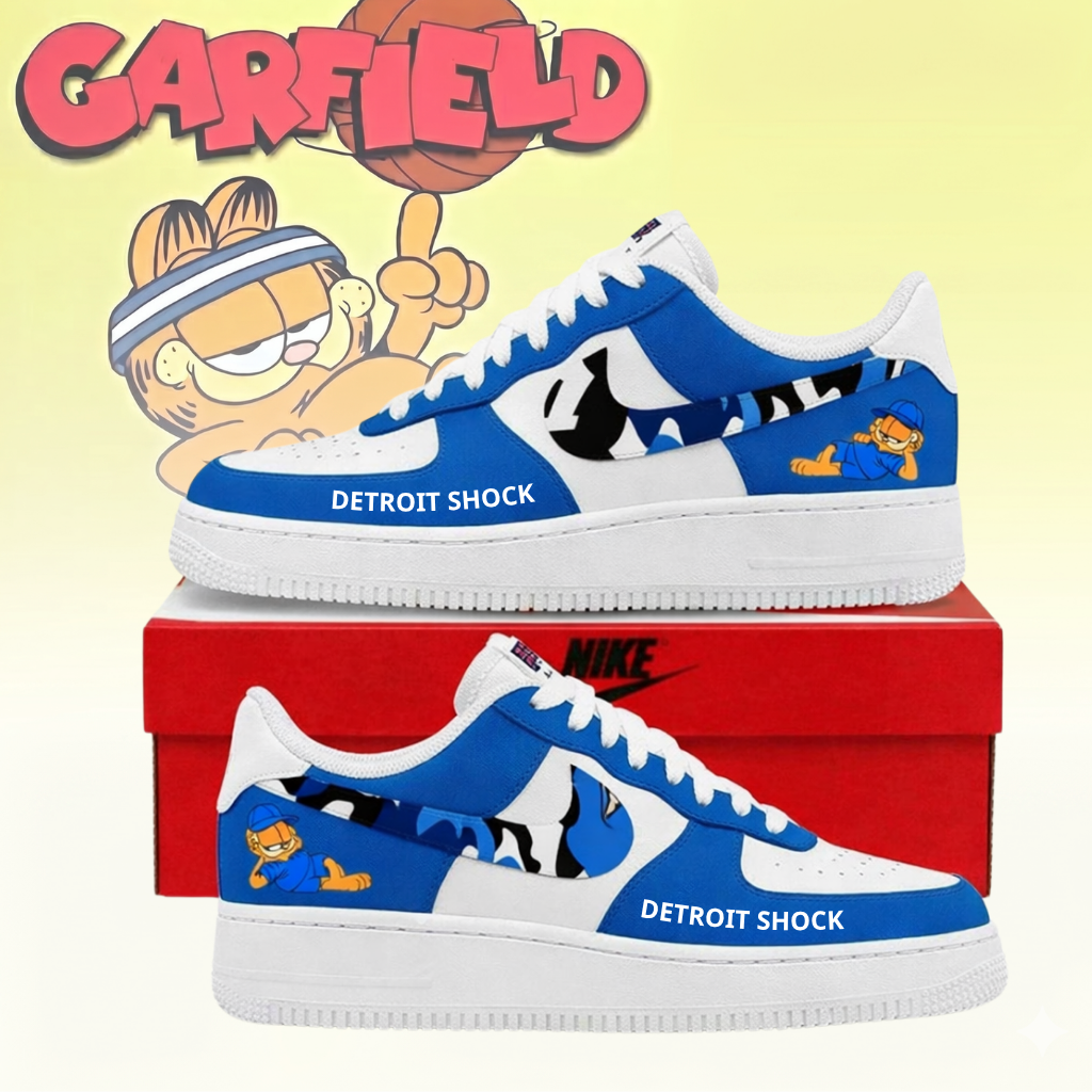 Limited Edition – Customized WNBA Detroit Shock x Garfield Af1 Sneakers