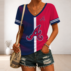 Limited Edition – Customized MLB Atlanta Braves V-Neck Female Shirt