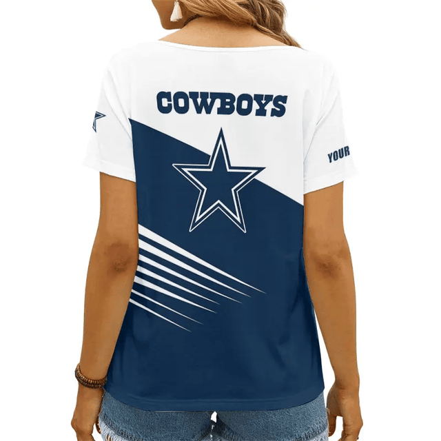 Limited Edition – Customized NFL Dallas Cowboys V-Neck Female Shirt - Image 2