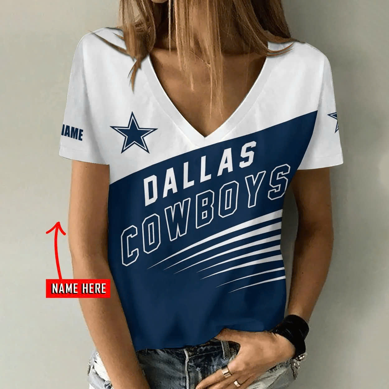 Limited Edition – Customized NFL Dallas Cowboys V-Neck Female Shirt