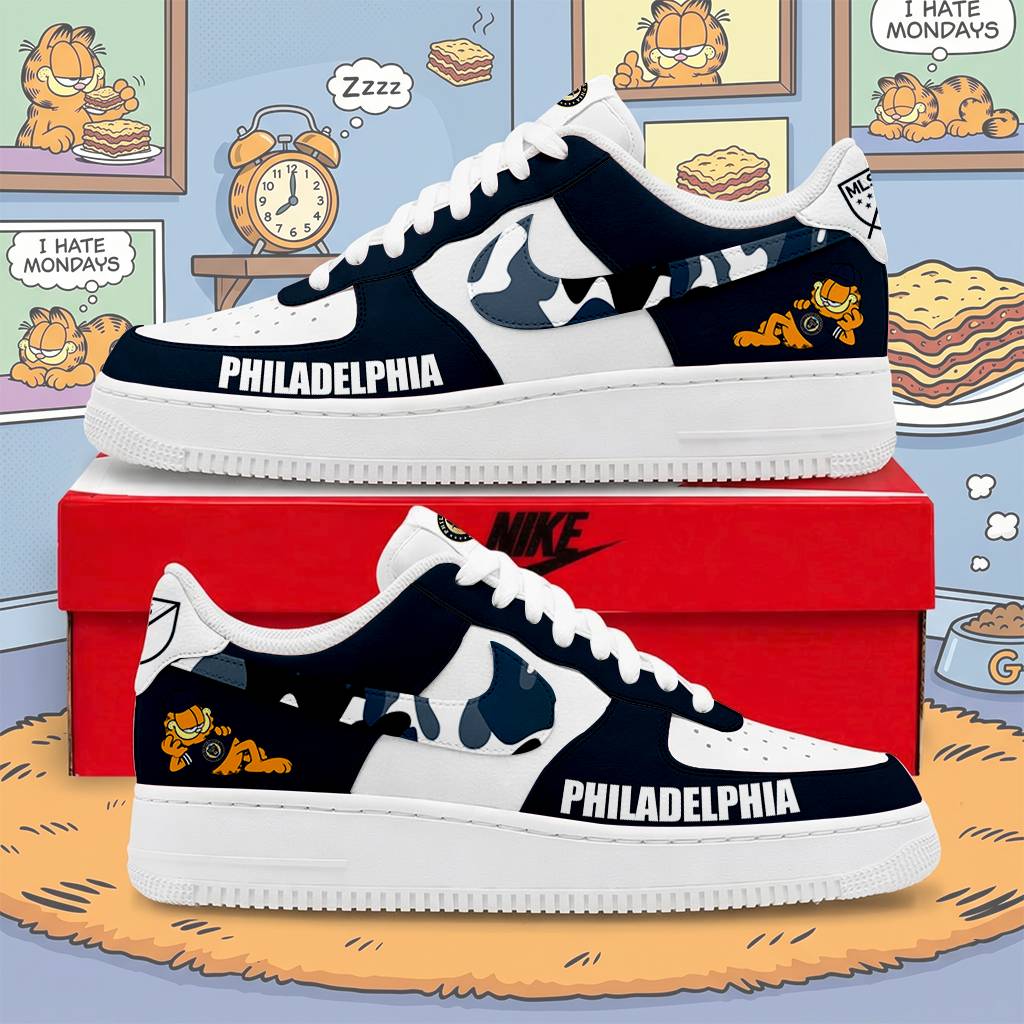 Limited Edition – Customized MLS Philadelphia Union x Garfield Af1 Sneakers